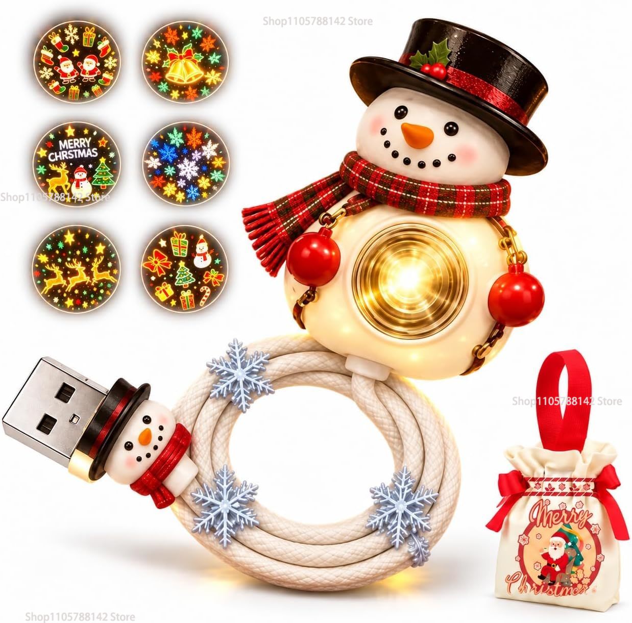 Lighting Christmas Decor - Рождественский проектор-светильник в виде снеговика с